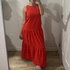 Code X Mode Cotton Blend Red Tailored Maxi Dress, Size Xsmall‎ Xs